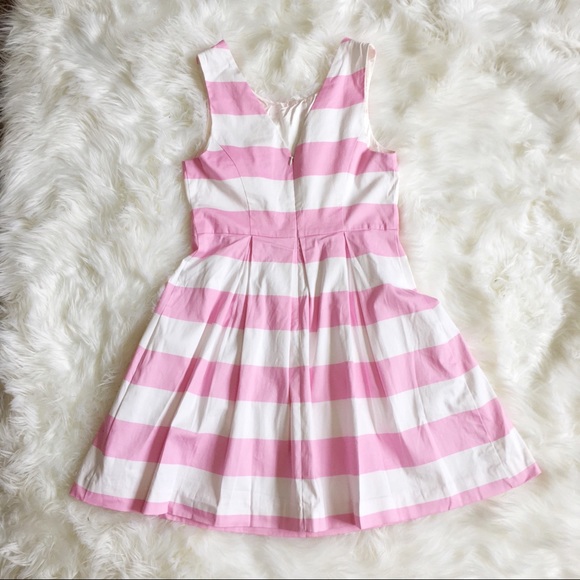 F21 | Pink & White Cabana Stripe Tea Dress L - Picture 3 of 5